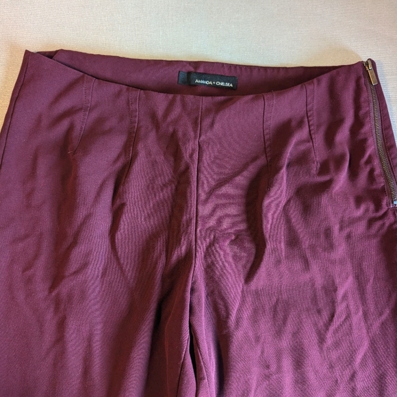 AMANDA+CHELSEA Maroon Slim Straight Leg Pants with Side Zipper Size 8 - Picture 5 of 5
